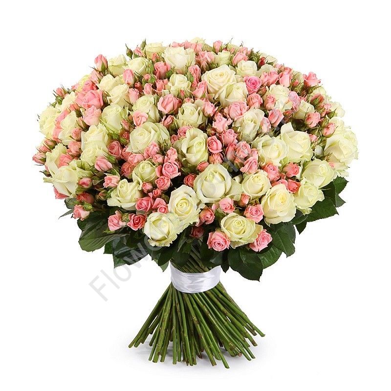 Букет из 101 одноголовых и кустовых роз купить с доставкой по Москве