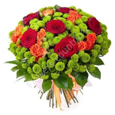 Букет из розы и хризантемы купить с доставкой по Москве