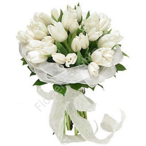 Букет из 35 белых тюльпанов купить с доставкой по Москве