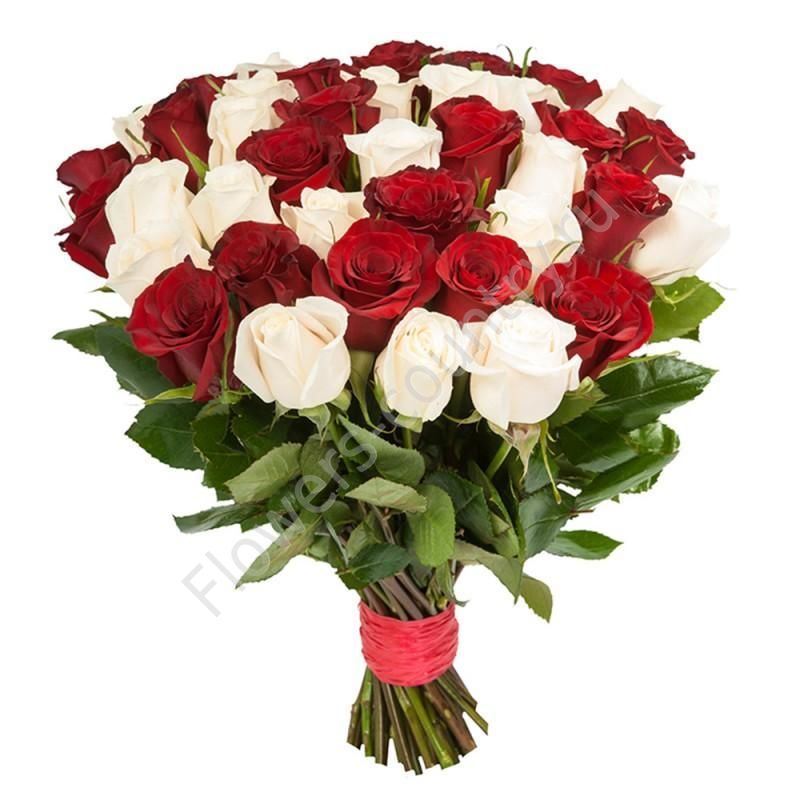 Букет из белых и красных роз купить с доставкой по Москве