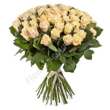 Букет из 51 кремовой розы купить с доставкой по Москве