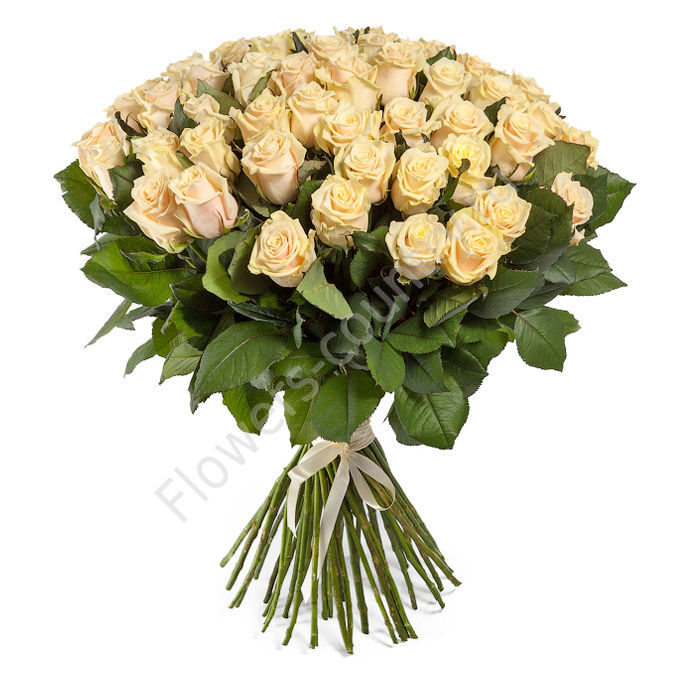 Букет из 51 кремовой розы купить с доставкой по Москве