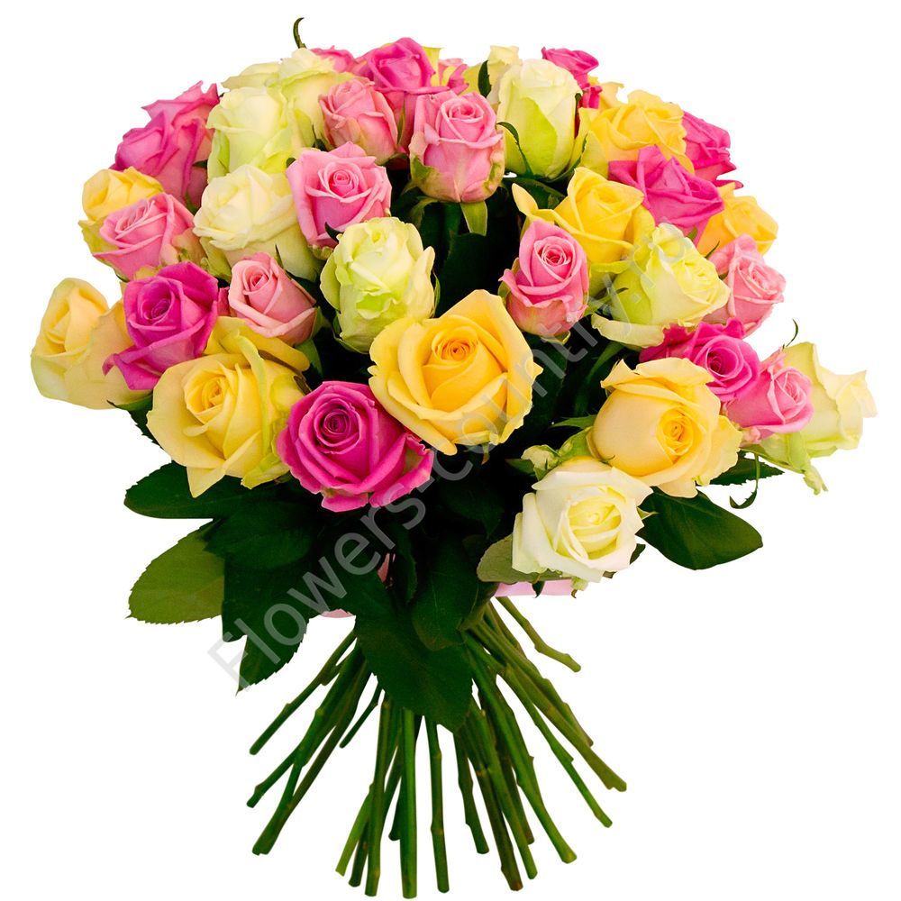 Букет с разноцветными розами купить с доставкой по Москве