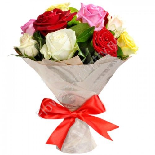 Букет из 11 разноцветных роз купить с доставкой по Москве