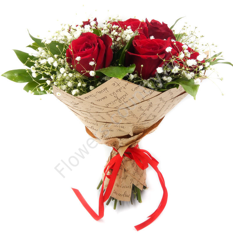 Букет из 5 красных роз купить с доставкой по Москве