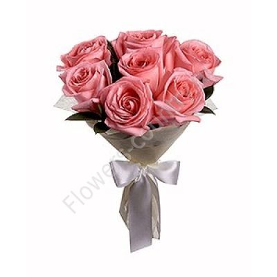 Букет из 7 роз розовых купить с доставкой по Москве