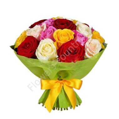 Букет из 19 разноцветных роз купить с доставкой по Москве