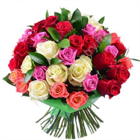 Букет из 51 ярких роз купить с доставкой по Москве