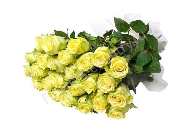 Букет из 25 зеленых роз купить с доставкой по Москве