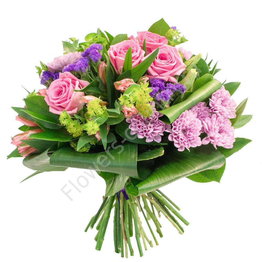 Букет из красивых цветов (альстромерии и розы) купить с доставкой по Москве
